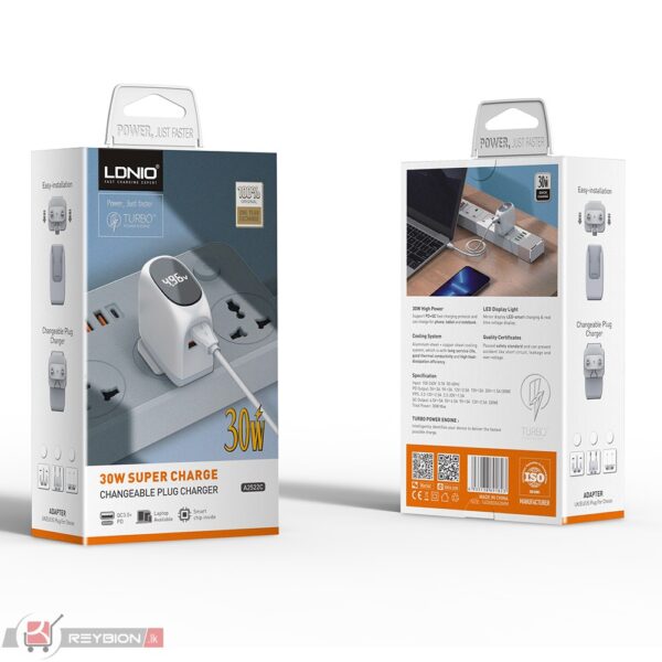 Chargeur LDNIO A2522 Type-c to Type-c Afficheur 30W – Image 3