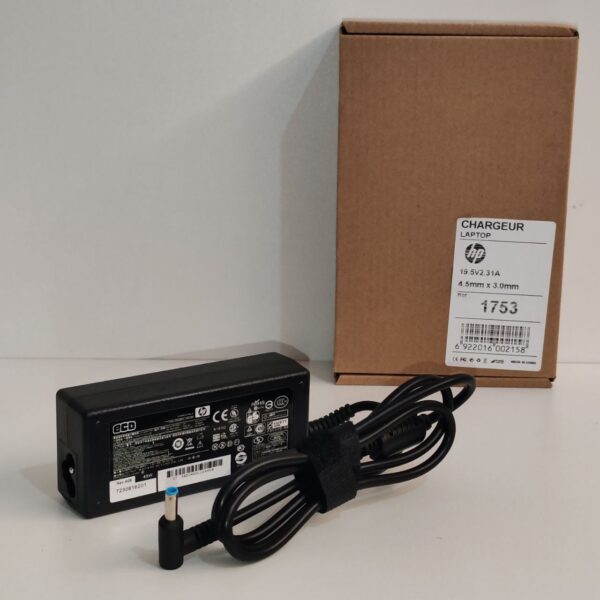 Chargeur Laptop HP 19.5V/2.31A 4.5*3.0MM 1753 – Image 2