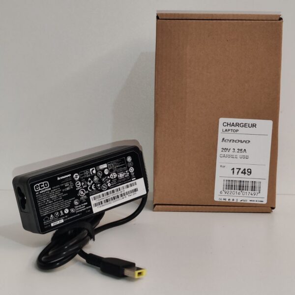 Chargeur Laptop LENOVO 20V3.25A USB pin 1749 – Image 2
